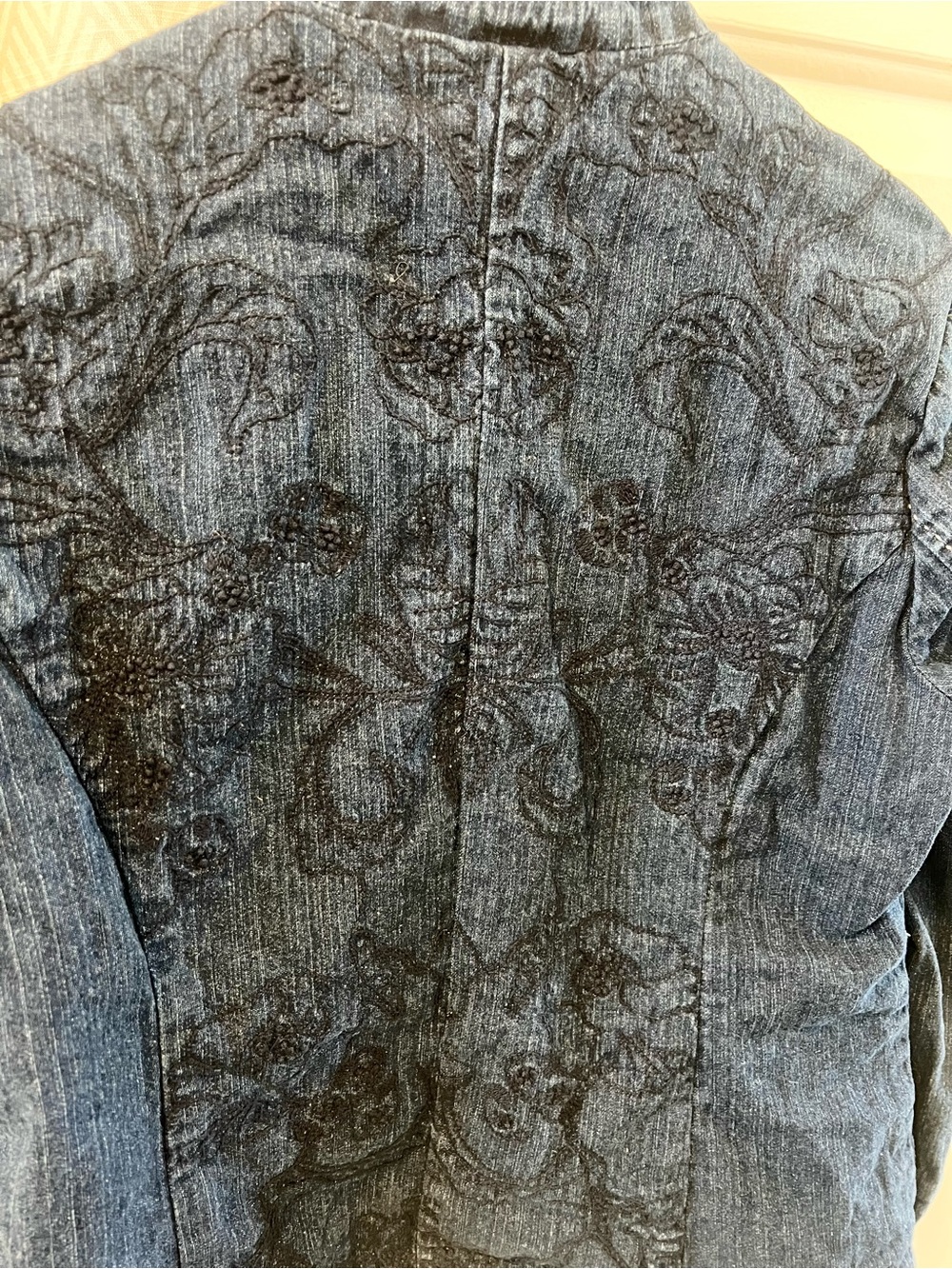 Coldwater Creek Blue Embroidered Band-Collar Denim Jacket Small - Picture 4 of 5